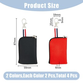 HOBBIESAY Pack of 4 2 Colours Rectangular Lip Balm Cases Faux Leather Chapstick Holder Zip Opening Lipstick Holder Bags Lip Gloss Bag with Hook for Storage Travel