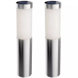 Artika LED Stainless Steel Solar Bollard Lights, 17 Lumens Per Light, Set of 2