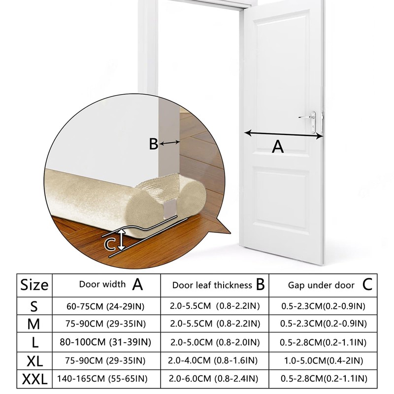 BKSAI Door Draft Stopper for Doors 29-35" No Adhesive Draft