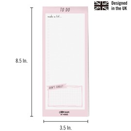 Pukka Pad, Carpe Diem Magnetic To-Do List – 22 Lines for Chores, Goals, Groceries, Reminders, Appointments, and More with Additional ‘Don’t Forget’ Section – 60 Sheets of Paper – Ballerina Pink