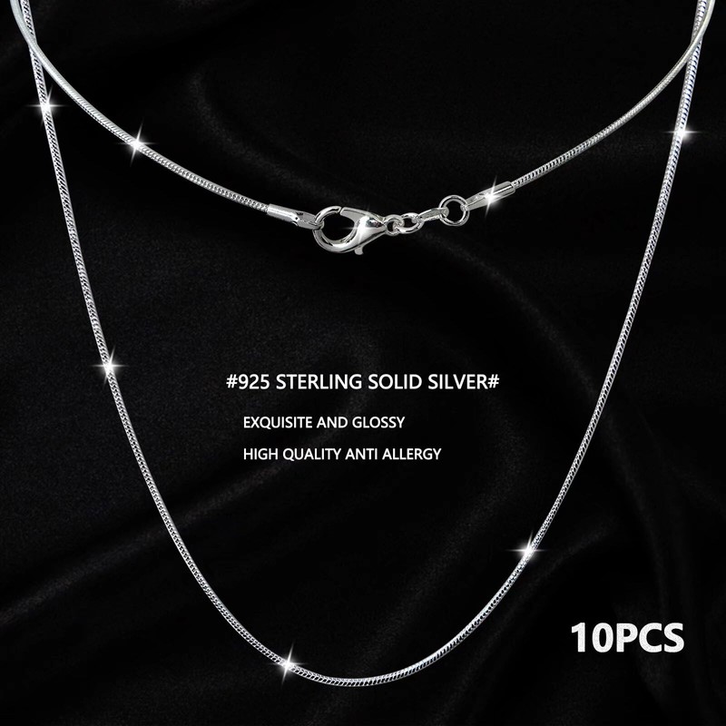 Weistiy 10 Pack Necklace Chain 925 Sterling Silver Necklace Snake