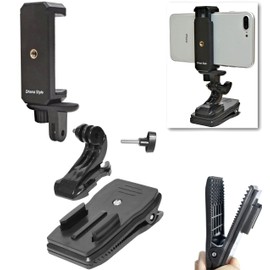 Dhana Style Wearable Camera Smartphone Digital Camera POV Hands-free Video Smartphone Holder 360° Rotation Angle Adjustment Clip Mount Conversion Adapter Clamp Bracket Holder Smartphone Sports Camera