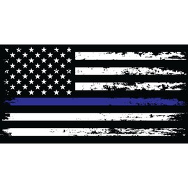 Stickios Thin Blue Line Decal, Made in USA - Distressed American Police Flag Vinyl Bumper Sticker for Cars, Trucks & Vehicle Windows - Back The Blue (6 x 3.2 in)