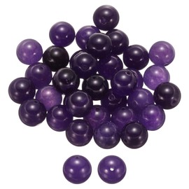 sourcing map 50pcs Natural Stone Beads 10mm Purple Crystal Round Gemstone Stone Loose Beading Real Genuine Smooth Balls Bead for Jewelry Making Bracelets Necklace Earrings DIY