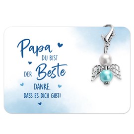 BOOMTOP Guardian Angel Keyring Mum / Dad Gifts Angel Lucky Charm Best Mum Best Dad in the World Gift Pearl Angel Car Keychain Pendant for Mother's Day Father's Day Birthday Christmas, Dad, Unit size