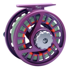 Maxcatch Tino Fly Fishing Reel, Large Arbor Trout Fly Reel: 5/6,7/8 Weight (Tino Fly Reel with line (Purple), 5/6wt)