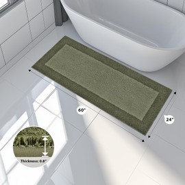 Bathroom Rugs 24" x 60", Non-Slip Extra Soft Absorbent Bath Rugs, Machine Washable Quick Dry Bath Mats for Bathroom Floor, Shower, Bathtub and Sink, Budding Green & Sage Green