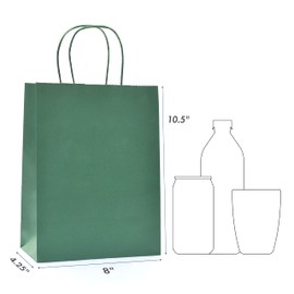 Nexmint 12-Pack 10.5x8x4.25 Inch Medium Christmas Green Kraft Paper Gift Bags with Handle