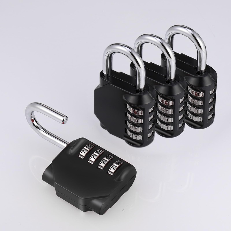 4Pcs Combination Padlock, Heavy Duty Metal Padlock for Gym Locker,