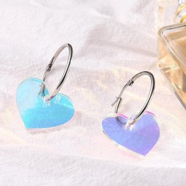 KATOCHUG Lover Heart Earrings for Women 925 Silver Post Trendy Earrings Acrylic Dangle Drop Earrings TS Tour Concert Gifts for Fans (ST hanging ring)