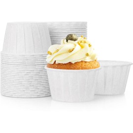 Volein 50 Pcs Cupcake Cases for Baking Greaseproof Paper Muffin Cases Cupcake Baking Cups for Birthday,Baby Shower,Christmas (White)