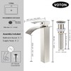 VOTON Vessel Sink Faucet Brushed Nickel Modern Tall Waterfall Bathroom