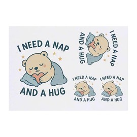 Azeeda 4 x 'Ich brauche ein Nickerchen und eine Umarmung' Temporäre Tattoos - Wasserfest, Hautfreundlich & Ungiftig · Transfers in Verschiedenen Größen (TO00086112)