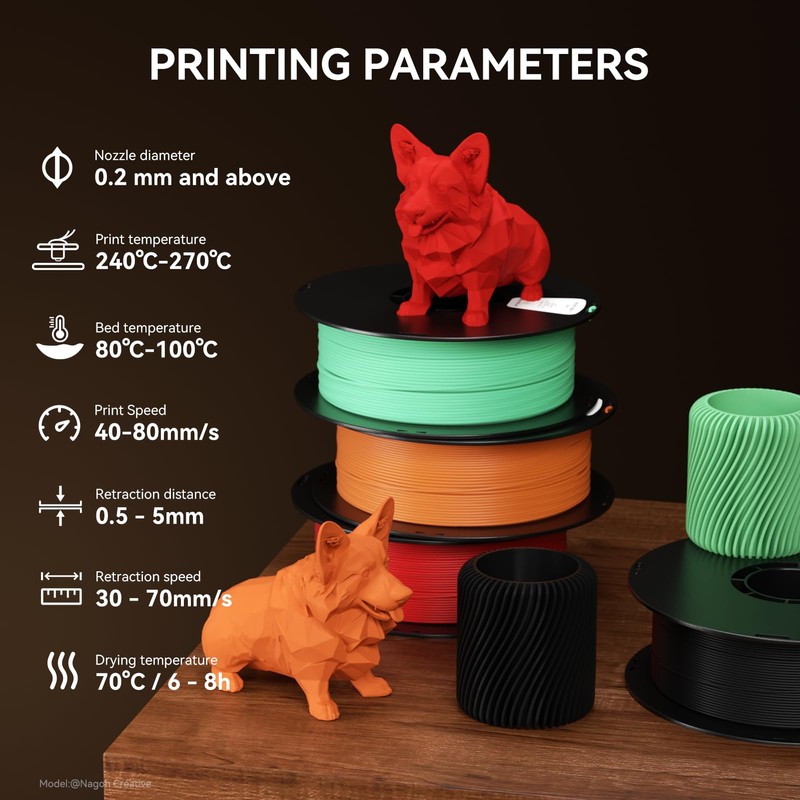 Kexcelled Matte ABS Filament 1.75mm Black, Matte 3D Printer Filament