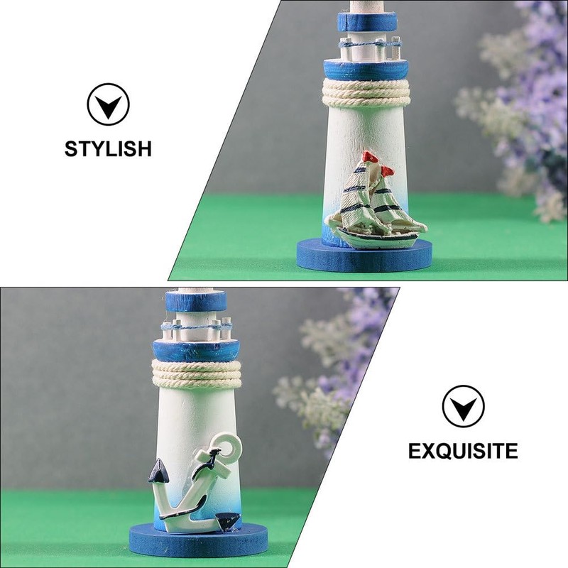 4pcs Mini Lighthouse The Office Decor Miniatures Lighthouse Wooden Lighthouse