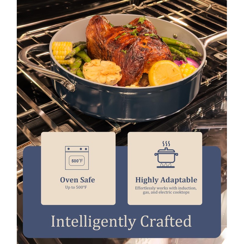 CookinCraze Nonstick Ceramic Frying Pan 8 Inch for Induction Cooktop