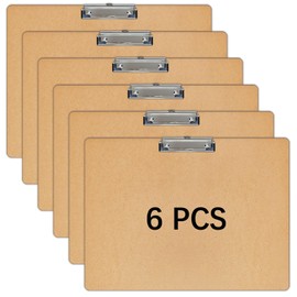 6 pcs of Oversized 11x17 clipboard, Wood Cleats with Low Profile Clips for Drawing, Sketching, and Art Boards, Horizontal Wood Lapping, Landscape Layout (3mm Thickness