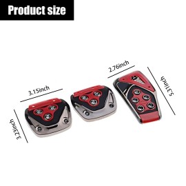 Jawmoy 3 PCS Universal Accelerate Clutch Brake Pedals Set, Nonslip Car Pedal Pads Sp...
