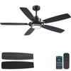 54" Black Ceiling Fans with Lights and Remote,Modern Led Ceiling