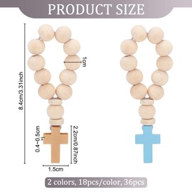 OLYCRAFT 36 Stück Holz Rosenkranz Mit Kreuz Anhänger Papaya Whip Holz Rosenkranz Mit Holzperlen Und Elastischer Kordel Katholischer Rosenkranz Für Damen Und Herren Taufe Erstkommunion - 8.4cm