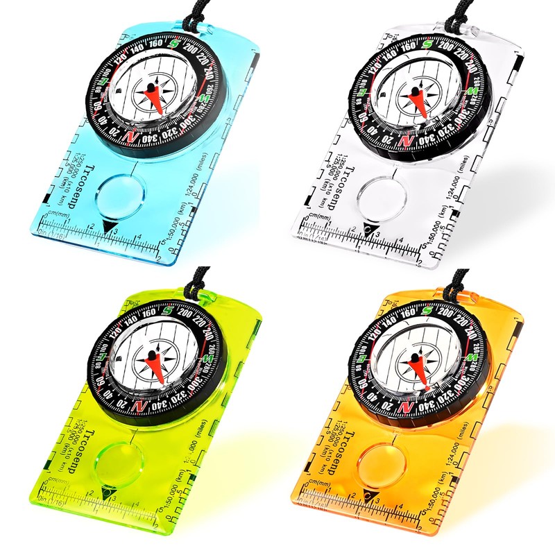 Outdoor Compass with Adjustable Declination, Magnifier, Ruler, Scale, Multifunctional Kids