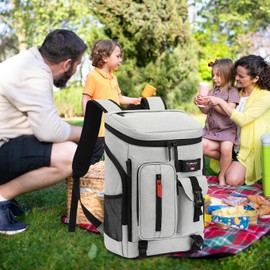 TUGUAN Cooler Backpack 36 Cans Insulated Leak Proof Lightweight Lunch Backpack for Men Work Portable Travel Thermal Bag Compartment Camping Hiking Beach Pincnic Cooler for Women, Grey