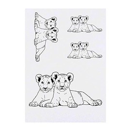 4 x 'Lion Cubs' Temporary Tattoos - Water Resistant, Skin-Safe, Non-Toxic Transfers, Mixed Sizes (TO00041003)