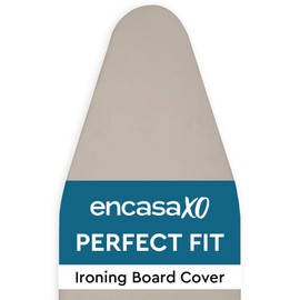Encasa XO Ironing Board Cover and Pad 49"x18" - 4mm Felt Wide Iron Board Cover with Padding - Heat Resistant, Stain-Safe Dye, Non Slip Elastic Bungee Cord Tightening Iron Table Cover Beige