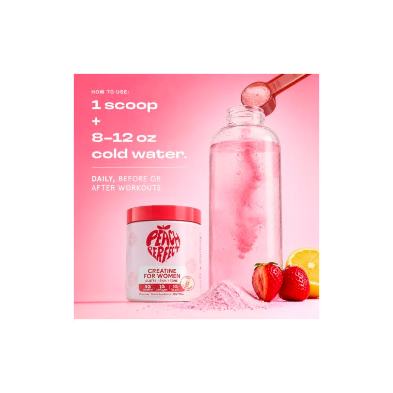 Peach Perfect- “Monohidrato de Creatina en Polvo, Limonada Rosa, Creatina