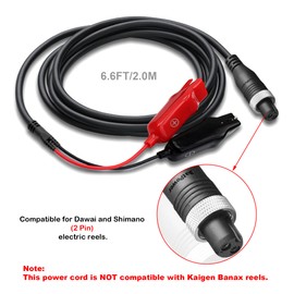 BatPower 6.6FT Electric Reel Power Cable Compatible for Daiwa Tanacom 1000 750 500 Seaborg 500MJ Leobritz Power Cord Shimano Plays BeastMaster ForceMaster Electric Reel Battery Power Cable 200CM