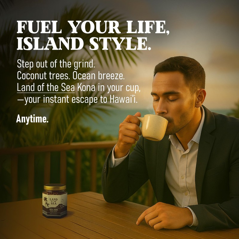 Land of the Sea 100% Kona Instant Coffee - Freeze