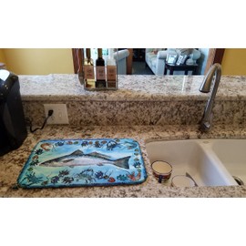 Caroline's Treasures 8086DDM Fish Speckled Trout Dish Drying Mat Absorbent Dish Drying Mat Pad for Kitchen Counter Dish Drainer Mat for Countertop, 14 x 21", Multicolor