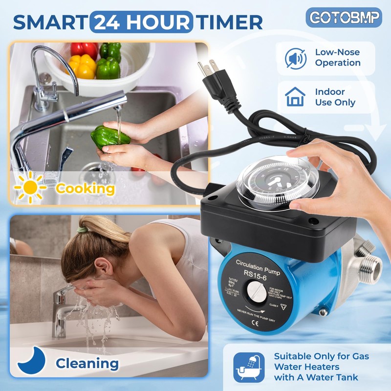 GOTOBMP Hot Water Recirculating Pump Kit, Circulation Pump, with Brass