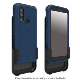 Wireless ProTech Case Compatible with CAT S62 PRO and CAT S62. Rotating Belt Clip Holster and Durable Flexible Protective Case Combo (Navy Blue)
