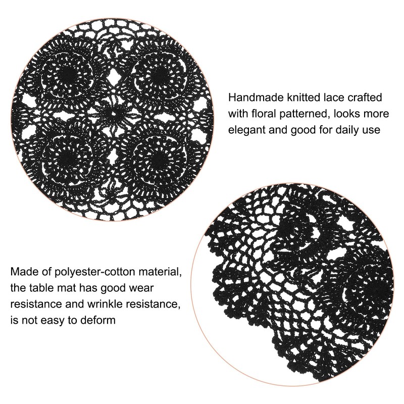 sourcing map 2 Pcs 18x12 Inch Handmade Crochet Doilies, Polyester
