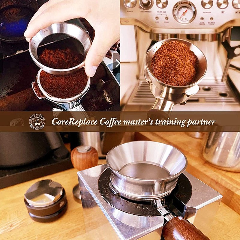 ANCLLO Espresso Funnel 58mm Stainless Steel Coffee Dosing Ring Compatible