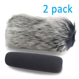 VideoMic Furry Windscreen and Foam Cover - Outdoor/Indoor Microphone Windshield for Rode VideoMic, NTG2, NTG1 and WSVM Microphone by YOUSHARES (Pack of 2)