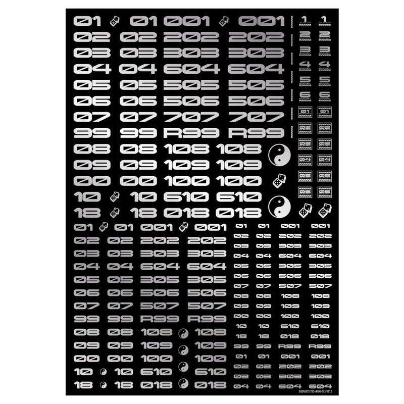 HiQ Parts TR Decal 3 Number Silver 1 Piece Plastic