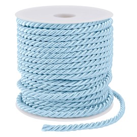 LEREATI Blue Polyester Cord 5 mm x 25 m, 3-Ply Soft Craft Rope Satin Cord Trim Decorative Twisted Macrame Cord for DIY Crafts Curtain Tie Honor Cord Gift Bags