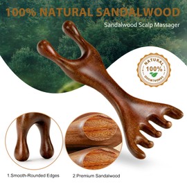 MoyRetty Double-Ended Wood Scalp Massager, Sandalwood Gua Sha Comb, Head Scalp Scratcher Massage Tool for Deep Relaxation & Stress Reductio Gifts
