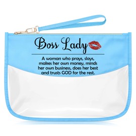Sazuwu Boss Lady Appreciation Gift Makeup Bag Inspirational Quotes Gifts for Women Happy Birthday Leader Cosmetic Bag Travel Organizer