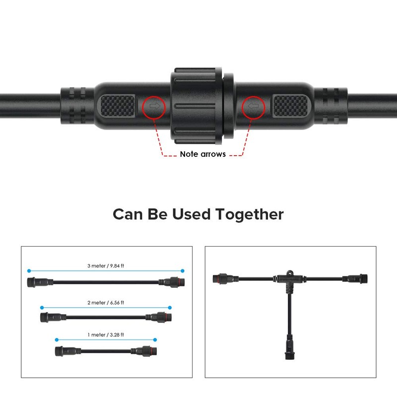 BTF-LIGHTING 5pairs 4 Core 4pin Black Plastics Waterproof IP65 led