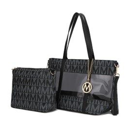 MKF Set Satchel Shoulder Bag for Women & Crossbody Pouch Purse – Transparent Handbag PU Leather Crossbody Pouch Black