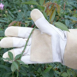 Ukipos Guantes de Jardinería Largos para Hombres y Mujeres, Guantes para Podar de Piel, Guantes Transpirables y Duraderos, Herramientas de Jardinería (Grande)