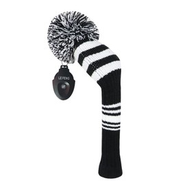 LeFeng 1Pcs Golf Club Cover, Knitted Golf Head Cover for 460cc Driver Fairway Woods and Hybrid with Cute Pom Pom and Number Tag(for Hybrid)