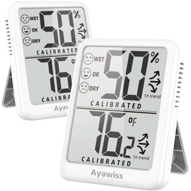 Ayawiss 2-Pack Room Thermometer Indoor Hygrometer for Home, Temperature Humidity Meter, Humidity Gauge, Digital Room Temperature Monitor Sensor for Baby Nursery Car Plant