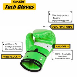 SAEEPABUL Upgrade Kids Boxing Gloves for Boys and Girls, Boxing Gloves for Kids 3-8, Youth Boxing Training Gloves, Kids Sparring Punching Gloves for Punching Bag, Kickboxing, Muay Thai, Green, 4oz