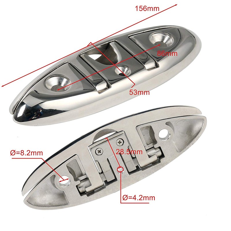 Amarine Made 4 Pack of 6 Stainless Folding Cleat, Flip-up