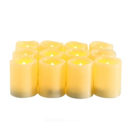 Candle Choice Votive Candles, 12 Pack Flameless LED Tea Light with Timer, 6 Hours On and 18 Hours Off, Battery Operated Flickering Tealights for Thanksgiving Christmas Decor Warm White （1.5x2.0"）