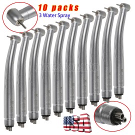 Yabangbang 10 pcs NSK Style Dental High Speed Handpiece 3 Triple Spray Push Button 4 Holes